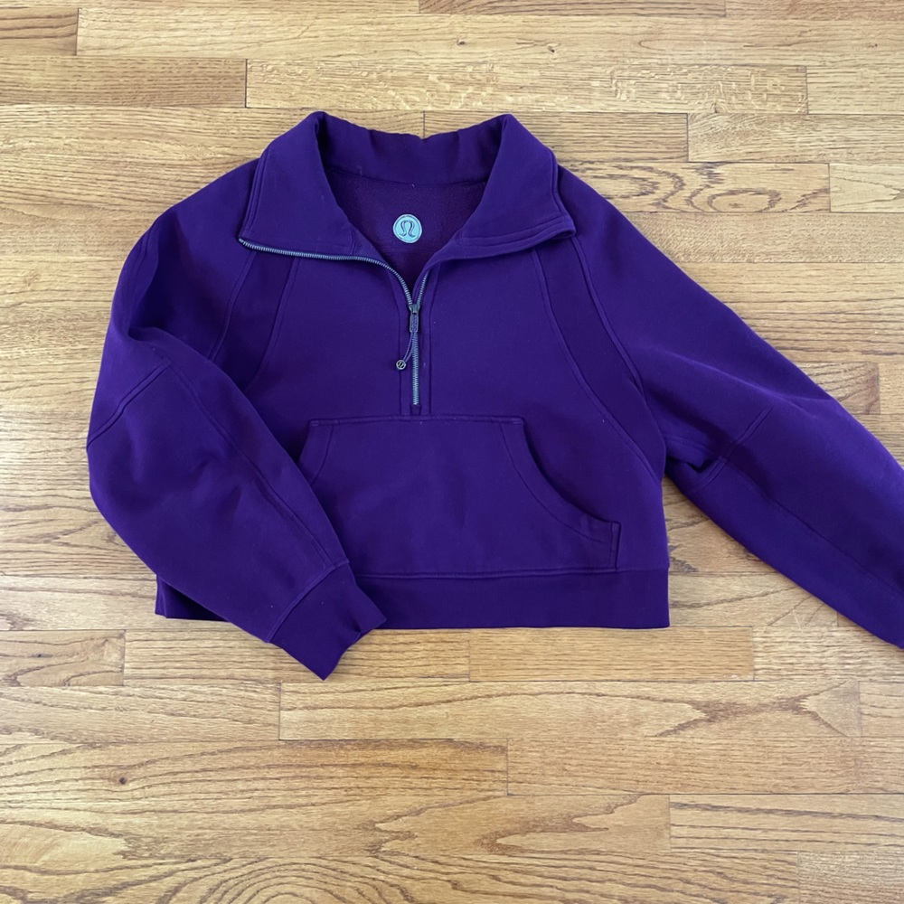 EUC Lululemon Purple Funnel Neck Scuba Cropped Pullover, size M/L